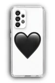 Samsung Galaxy A33 Uyumlu Baskılı Şeffaf Kılıf Kapak "Siyah Kalp Emoji Parlak" - 1