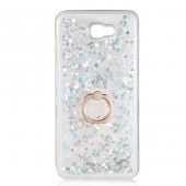 Samsung Galaxy J7 Prime Kılıf Simli Sıvılı Yüzüklü Telefon Kilifi Milce Kapak - 4