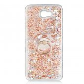 Samsung Galaxy J7 Prime Kılıf Simli Sıvılı Yüzüklü Telefon Kilifi Milce Kapak - 1