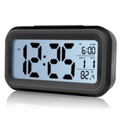 Akıllı Dijital Masa Saati Alarmlı Karanlık Sensörlü Fotoselli Siyah - 1