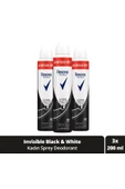 Rexona Invisible Black & White 72 Saat Kadın Sprey Dodrant 3 x 200 ML - 1