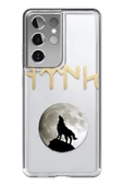 Samsung Galaxy S21 Ultra Uyumlu Baskılı Şeffaf Kılıf Kapak "Türklük Ay Kurt Göktanrı" - 1