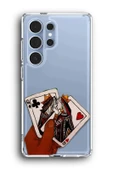 Samsung Galaxy S25 Ultra Uyumlu Baskılı Şeffaf Kılıf Kapak "Kartlar İki Kız" - 1