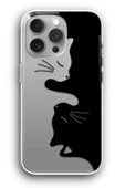 iPhone 11 Pro Max Uyumlu Baskılı Şeffaf Kılıf Kapak "Black And White Kitties" - 1