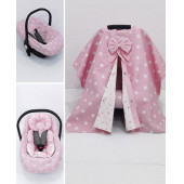 Mordesign Ortopedik Puset Minder, Örtü ve Çarşaf 3 lü Yıldız Set, Panço Stil Pembe - 1