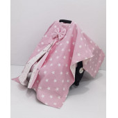Mordesign Ortopedik Puset Minder, Örtü ve Çarşaf 3 lü Yıldız Set, Panço Stil Pembe - 2