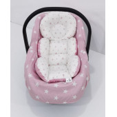 Mordesign Ortopedik Puset Minder, Örtü ve Çarşaf 3 lü Yıldız Set, Panço Stil Pembe - 4