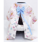 Mordesign Bebek Puset Örtüsü, Panço Stil, Balon Kelebek Desen, Pembe - 1