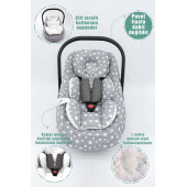 Mordesign Ortopedik Bebek Puset Minderi, Stars Desen, Gri - 1