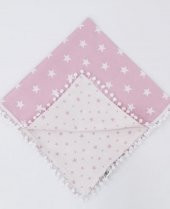 Mordesign Bebek Pikesi Yıldız Desen, Kenarları Ponponlu, Pembe Renk - 1