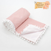 Mordesign Bebek Pikesi Puantiyeli Model, Kenarları Ponponlu, Pembe Renk - 1