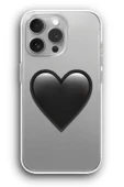 iPhone 13 Pro Max Uyumlu Baskılı Şeffaf Kılıf Kapak "Siyah Kalp Emoji Parlak" - 1