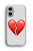 iPhone 16 Plus Uyumlu Baskılı Şeffaf Kılıf Kapak "Kırık Kalp Emoji" - 1