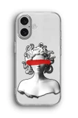 iPhone 16 Uyumlu Baskılı Şeffaf Kılıf Kapak "Medusa Kadın Taş" - 1