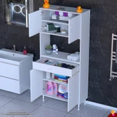 Modilayn ARDA Banyo Dolabı 85x173x32,5cm 1 çekmece 4 kapak ve 5 raflı İhtiyaca uygun kolay kurulum thumbnail 1