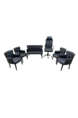 GARDEN HOUSE  6 Kişilik Pera Siyah Deri Ofis Koltuk Takımı   Ofis, Bekleme - 2+1+1+1+1+makam koltuğu thumbnail 1