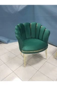 GARDEN HOUSE  Yeşil Krem Renk Kumaş Metal Ayak Papatya Çay Seti Koltuk Takımı Bekleme - Ofis Koltuk Takımı - 3