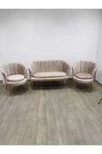 GARDEN HOUSE  Offıce - Metal Ayaklı Vizon Kumaş Çay Seti Koltuk Takımı Bekleme Ve Ofis Koltuk Takımı - 1