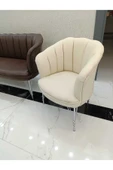 GARDEN HOUSE  Papatya Kahve Krem Deri Ofis Büro Koltuk Takımı Metal Ayak 3+1+1 - 3