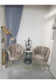 GARDEN HOUSE  Vizon Kumaş Metal Ayaklı Papatya Dekoratif Koltuk Berjer Tekli Ofis - 1