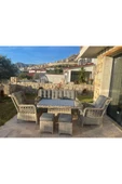 GARDEN HOUSE  Açık Kahve Kapuçino Rattan Gri Kumaşlı Bahçe Koltuk Takımı 3 1 1 2puf Masa - 1