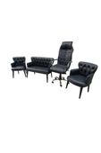 GARDEN HOUSE  Siyah Deri Siyah Ahşap Ayaklı Ofis Koltuk Takımı  Makam Koltuğu - Ofis, Bekleme  - 2+1+1+Müdür thumbnail 2