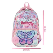 Muggle 3 Bölmeli Butterfly Okul Sırt Çantası Pembe (MU-9036) - 2