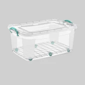 Polytime Tekerlekli Multibox Şeffaf Kilitli Saklama Düzenleme Kabı Kutusu - Dikdörtgen - 30 Litre thumbnail 2