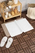 Leoline %100 Pamuk Premium 2'li Ayak Havlusu - Kahve - Beyaz - 1