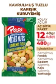 Paşa Kuruyemiş Kavrulmuş Tuzlu Karışık Kuruyemiş 40 gr X 12 Adet (480 gr) - 2