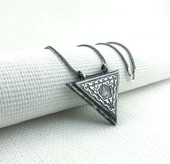 925 Ayar Gümüş Osmanlı Tuğralı Üçgen Muska Kabı Kolye thumbnail 1