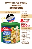 Paşa Kuruyemiş Kavrulmuş Karışık Kuruyemiş Teneke Kutu 150 gr X 8 Adet (1200 gr) - 2