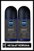 NIVEA MEN Erkek Roll-on Deodorant Deep Dimension Aktif Karbon 50ml, 72 Saat Anti-perspirant Koruma,X2 Adet - 1