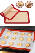 Kek Börek Pişirme Hamur Açma Matı 2 Adet Silikon Yıkanabilir Kendinden Yağlı Fırınlanabilir 30X40 CM - 1