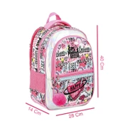 Muggle 3 Bölmeli Happy Time Okul Sırt Çantası Pembe (MU-9071) thumbnail 2