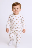 BEBEK PAMUK PİJAMA TAKIMI RENKLİ BASKILI BİSİKLET YAKA A2 - 1