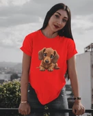Sevimli Köpek Baskılı Kadın Tişört - 4