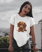 Sevimli Köpek Baskılı Kadın Tişört - 3