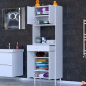 Modilayn ARDA Banyo Dolabı 65x173x32,5cm 1 çekmece 4 kapak ve 6 raflı İhtiyaca uygun kolay kurulum thumbnail 2