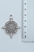 Viking Vegvisir Pusula  Gümüş Kaplama Örme Zincir Kolye thumbnail 3