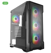 PowerBoost PB-PS6849B 650w 80+ Bronze USB 3.0 Mesh 4*12cm Rainbow Fanlı Mid-T ATX Gaming Siyah Kasa - 1