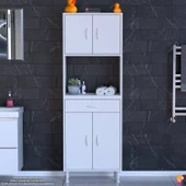 Modilayn ARDA Banyo Dolabı 55x173x32,5cm 1 çekmece 4 kapak ve 7 raflı İhtiyaca uygun kolay kurulum - 3