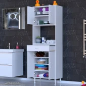 Modilayn ARDA Banyo Dolabı 55x173x32,5cm 1 çekmece 4 kapak ve 7 raflı İhtiyaca uygun kolay kurulum - 2