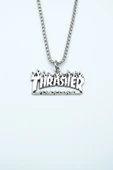 Thrasher Magazine Gümüş Kaplama Örme Zincir Kolye thumbnail 1