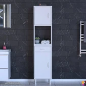 Modilayn ARDA Banyo Dolabı 50x173x32,5cm 1 çekmece 2 kapak ve 7 raflı İhtiyaca uygun kolay kurulum thumbnail 3