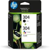 Hp 3Jb05ae (304) Sıyah/Uc Renklı 2Lı Paket Murekkep Kartusu - 1