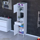 Modilayn ARDA Banyo Dolabı 45x173x32,5cm 1 çekmece 2 kapak ve 5 raflı İhtiyaca uygun kolay kurulum thumbnail 1
