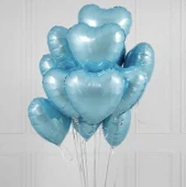 Brokoli Home 5 Adet Kalp Folyo Balon Mavi Uçan Balon 45 Cm 18 İnç Mavi Kalp Balon - 3