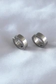316L Çelik Gümüş Renk Sıkıştırmalı Erkek Küpe - TJ-EKP277 - 1