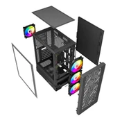 PowerBoost A700B 750W 80+ BRONZE ATX USB 3.0 Rainbow Fanlı Mesh Gaming Siyah Kasa thumbnail 5